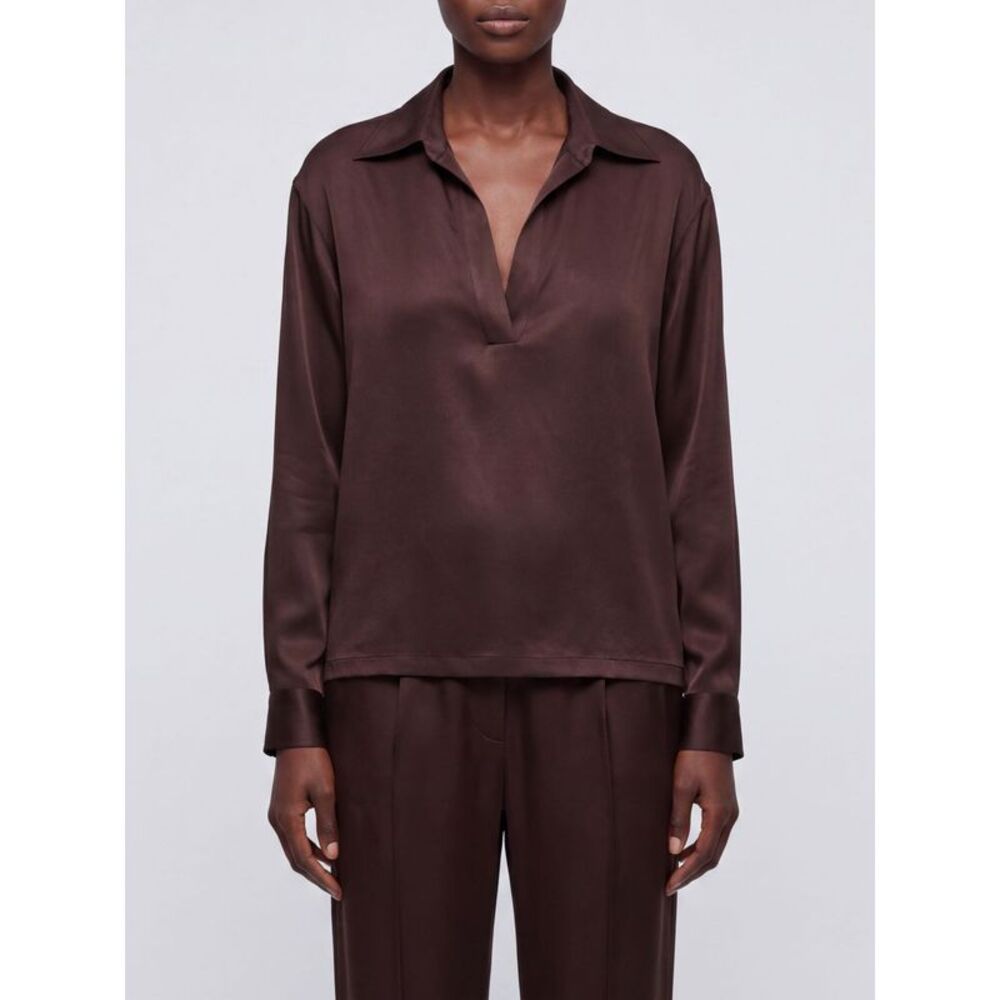 Tom Ford Women V-Neck Silk Blouse Tom Ford With Long Dropped-Shoulder Sleeves